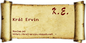 Král Ervin névjegykártya